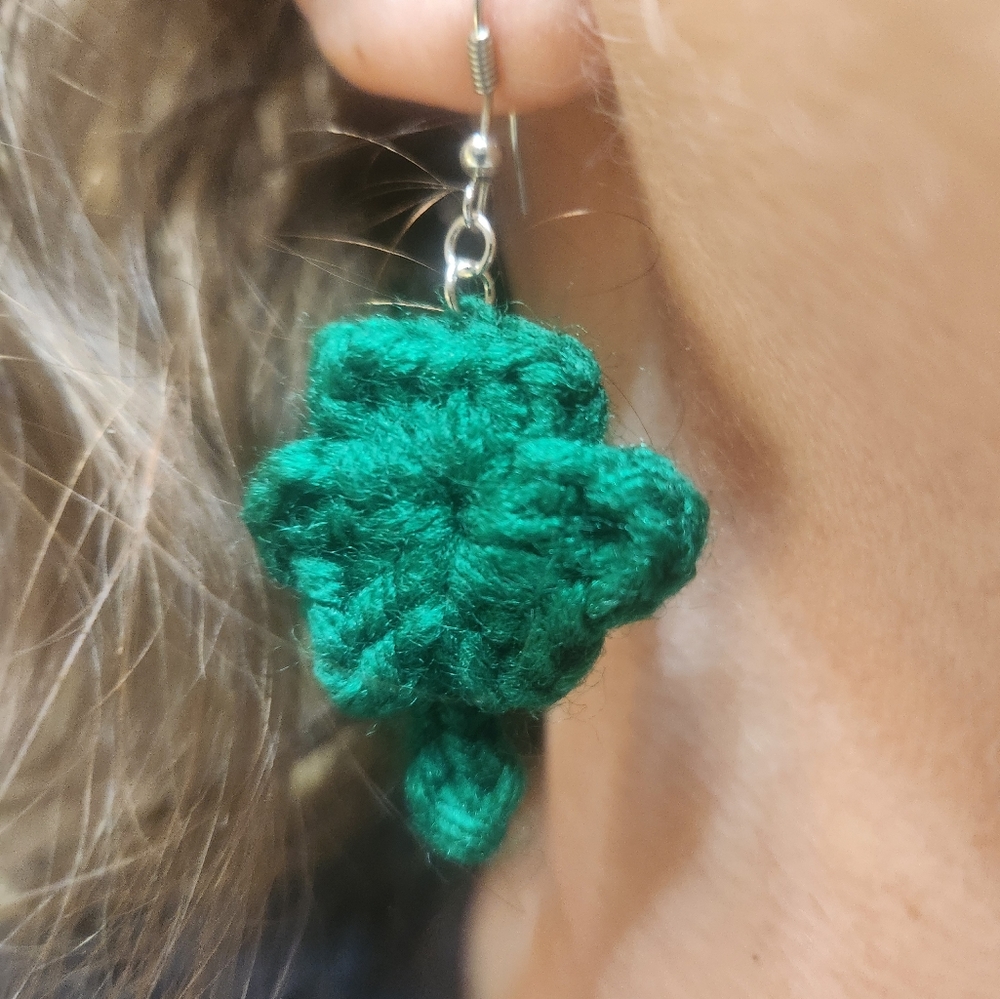 Crochet shamrock earrings